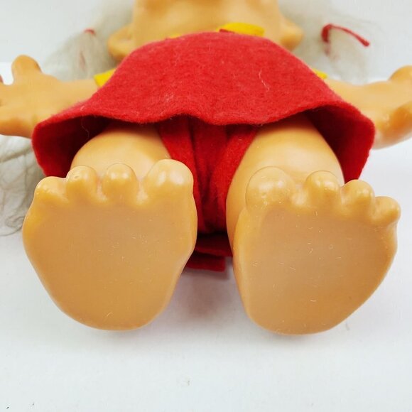 Troll Doll Thomas Dam Denmark Smiling Felt Dress Hair Bows Vintage Approx 8" - Picture 7 of 12